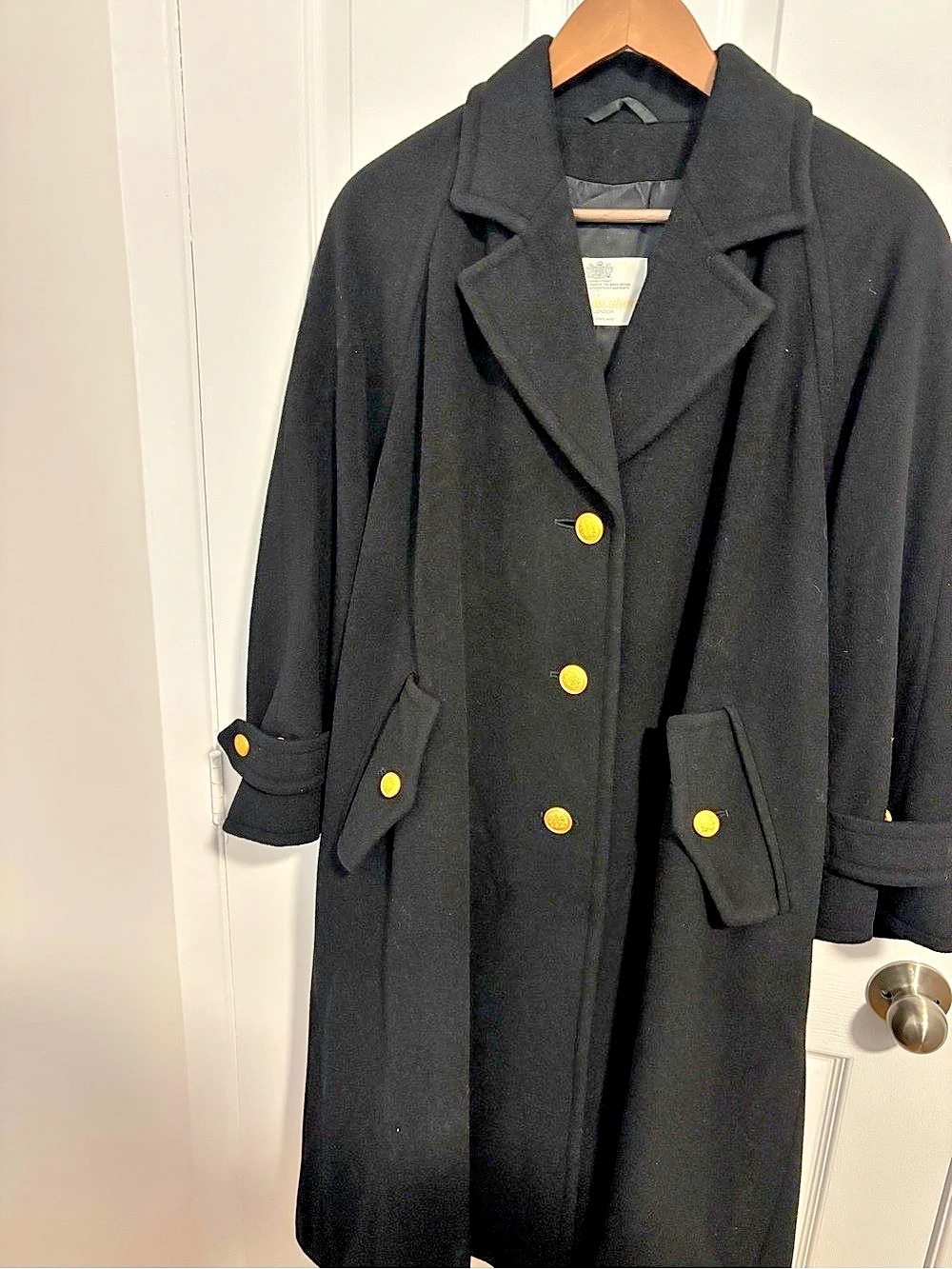 Aquascutum black wool swing coat